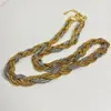 Hänghalsband överdrivna retro tre-lagers vävda guldfärg matchande halsband ljus lyxig liten högkvalitativ känsla lång tröja kedja