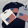 Designer Women's Wool Sweater - Hand-Knitted American Flag Long Sleeve Pullover, High-Quality Cashmere Blend, Stylish and Versatile Flag Sweater