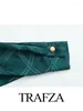 Abiti casual Trafza 2024 Cintura autunnale verde Long for Women Midi abbuccante Abito da donna con camicia da donna