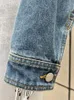 Jackets femininos femininos jeans de colar de gola marcada com cintura alta cruzada cinto de cintura alta casaco curto 2024 Moda de verão 7Ab3526