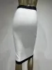 Spódnice Nowe przybycie Kobiety przycisk Patchwork White Black Bodycon Bandage Spódnica 2024 Designer Party Club Partię Klub Pencil Pencil 60 cm