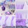 6TF9FT Solid Color Tutu Table Skirt Two-Layer Pink Blue Purple Tulle Table Cloths for Wedding Party Dessert Banquet Table Decor 240419