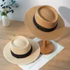 صيف القش قبعة أزياء عرضية بنما شاطئ فيدورا واسعة الحافة القبعات شمس التنفس للنساء 240423