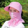 BERETS OUTDOOR VISOR ONE LATTICE SUMMER SUMMERSUMMER BREASABLE NECK FACE SUNSHADE HAT RIDE DUST UV DESIGN ZIPPER MANS F9R9