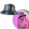 Berets Disco Ball Bling Dance Cap Pargin Cow Boy Bucket Hat Mirror Fedora