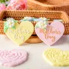 Molds Mom Birthday Fondant Cookie Cutter Biscuit Mold New Happy Mother Day Love Rose Shape Embossing Press Stamper Diy Baking Tools