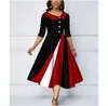 Party Dresses Vintage Patchwork Elegant Women Dress Half Sleeve Buttons Mid-Calf Spring A-Line Mini Oversize Femme Vestidos