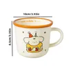 Mugs 1 Ins Cute Happy Bear Ceramic Cup Kawaii White Dog Cartoon Coffee Cup Fashionable Retro Afternoon Tea Cup Couple Gift J240428