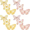 Fleurs décoratives 48 PCS 3D Papillons décalcomanies Fleur Butfly Decors Hollow Out for Wall DIY Petits autocollants Ornement de papier