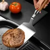 1/2pcs de acero inoxidable Cocina de carne cuadrada Spátula Manja de madera Pizza Pancake Beef Turner Rabraper BBQ Utensilios para 240420 para 240420