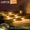 LED Solar Step Lamp Patio Warm White Stair Light Waterproof Garden Yard Decor Outdoor Balkony Pathway Lighting For Fence 240411