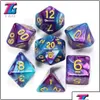 Gambing Gambing Leisure Sports Games Outdoors Mixed Color Dice Set D4-D20 Dungeons och Dargon RPG MTG Board Game 7pcs/Set Drop Deliver Dhqzi