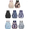 Mochilas de nylon à prova d'água de mochila para mulheres Impressão de flores Bolsa de ombro de bolsas de estilo Preppy Mini Mini Rucksack Bolsas Girls Mochila