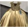 Цветочное золотое платье Crystal Girls Pageant Dressing Ball Hon