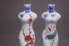 Vase2PCは珍しい中国の手描きの花Cheongsam磁器の花瓶を集める