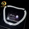 Hoge kwaliteit klassieke Moissanite Hip Hop -sieraden 13mm 925 Solid Silver Miami Cuban Link Chain Iced Out Custom Pendant Necklace