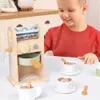 Kid Gifts Wood Coffee Maker Playset Mini Kids Interesting Kitchen Toy Accessories Wooden Machine 240423