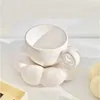 Canecas simples xícara de café de girassol em casa Macaroon Series Coffee Coffee Creamic Cup and Moluce Poly Pearl White Branca Copa fofa J0428
