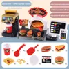 Kid Play House Game Kitchen Fast Food Restaurant Burger Fries Sobremsert Coffee Cashier Conjunto de caixa de dramatização mini brinquedos de dramatização educacional 240423