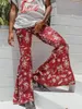 レディースパンツハイウエストフレアレディースエスニックスタイル女性のためのスリムなズボン春夏ワイドレッグスウェットパンツボトム