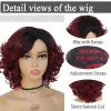 Wigs Gnimegil Синтетические волосы афро парик изгибы вьющиеся парики для чернокожих женщин короткие прически вино красное омбре парик темный корень мягкие волосы боб парик