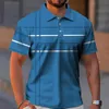 Summer Mens Polo Shirt Gradient Line Kort ärm Tshirt Casual Daily Lapel Tops Tees Fashion Randig T Shirt For Man Clothing 240425