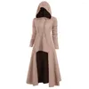 Casual klänningar Autumn Winter Tunic Hooded Dress Long Robe Cloak Knight Gotic Fancy Fashion Solid Color Sticked Female Vestidos