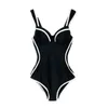 new 2021 Korean Version of The Small Incense Wind One-piece Swimsuit Women Black and White Thin Hot Spring Swimsuit Bikini for Korean