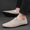 Casual Shoes 2024 Men Leather Loafers Lätt mjuk äkta slip-on sneakers Manlig lyxmockasinbåt