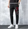 Men's Pants 2024 Spring Male Side Drill High Street Hip Long Trousers Rhinestones Hop Sweatpants Fitness Jogger