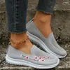 Casual Shoes Women's Soft Embroider Flats Summer Breathable Knitted Platform Sneakers Woman Chinese Style Flowers Plus Size 43