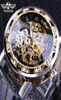 Gagnant noir Golden rétro Luminous Hands Fashion Diamond Display Mens Mécanique squelette Montres de poignet Top Brand Clock 329L3428389