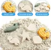 Sand Play Water Fun Silicone Beach Toys Set Kids Travel Friendly Beach Silicone Bucket Shovel Sand Molds Beach Bag Silicone Sand Toys for Toddlers T240428