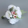 Dekorative Blumen Vintage künstliche Pfingstrose handgefertigte Braut Braut Handstrauß für Hochzeitsfeier Home Dekoration Geschenk