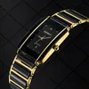 Berny ceramiczny kwarc męski zegarek moda luksusowy prostokąt na rękę Berny xv12 Wodoodporne kalendarz Diamon czarny złota zegarek 240425