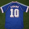1998レトロサッカージャージーヴィンテージ98 Zidane Henry Maillot de Foot Kids Soccer Shird White Home Trezeguet Football Uniforms