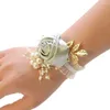 Charm armband pärla band polyester corsage handledsblommor bröllop brudtärna armband