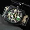 Le quartz sportif masculin regarde les montres BR Watches Army Green Full-Fulured World Time LED Auto Hand Raising Light Oak Series