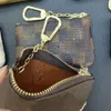 Designer Brieftaschen Tasche 8 Farben Schlüsselbund Ringschlüsselbeutelmünze Damier Leder Kreditkartenhalter Frauen Männer kleine Reißverschluss Geldbörsen Brieftasche mit Schachtel und Staubbeutel