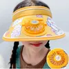 Sombreros de borde anchos Sol Sun Visor Sombrero USB Carga elástica ajustable Tapa de ventilador recargable Ventilador de dibujos animados vacío