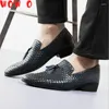 Chaussures décontractées hommes tisser confortable Slip on Loafer Locage en cuir