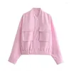 Women's Jackets Bomber Jacket Pink Woman Summer Long Sleeve In Coats For Women Fashion Streetwear Overcoat 2024