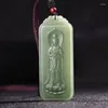 Hänge halsband naturliga riktiga hetiska jade carve guanyin och lotus välsigna fred halsband smycken mode för kvinnor män lyckliga gåvor