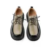 Casual Shoes Ruffian Style Men's Thick-Sole Lace-Up Oxfords Trendy Man Mixed Colors Leather Big Round Toe Modern