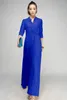 Casual Dresses SD54 2024 Högkvalitativa skräddarsydda kvinnors eleganta blå färg långärmad chiffong maxi klänning muslimska kläder kvinnor abaya