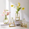 Vasos vasos nórdicos vaso de vidro de ferro forjado Luz de luxo decoração caseira sala de estar ornamentos