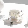 Tazze YWDL 240 ml di tazza di caffè con salsa in ceramica tazza di caffè per la colazione tazza di acqua per ragazze regalo di compleanno guscio di perle j240428