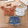 Baby Neugeborene Mode Mädchen Kleidung Set Summer Outfits Kinder Mädchen Blumenbrief Top Shirts und Shorts 2pcs/Set Cute Clothes Anzug