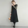 Casual Dresses Japan Korea Retro One Piece Women Streetwear Pleated Mid Long Dress Irregular Vest Fashion Khaki/Purple/Navy/Blue/Black/Beige