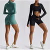 Lil Brand Womens Yoga Tenues Trois pièces VILLES + shorts + costumes de vestes Exercice